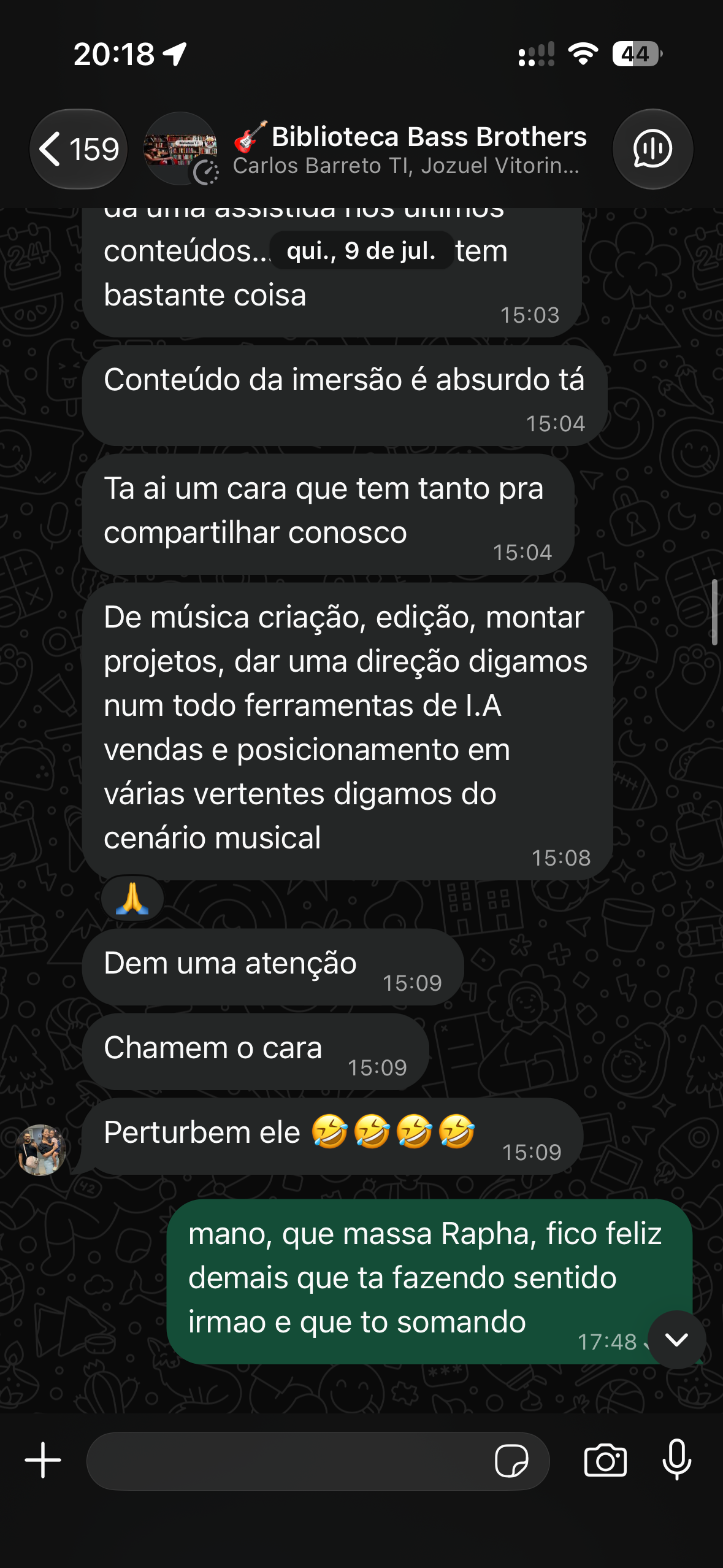 Depoimento sobre o conteúdo da imersão