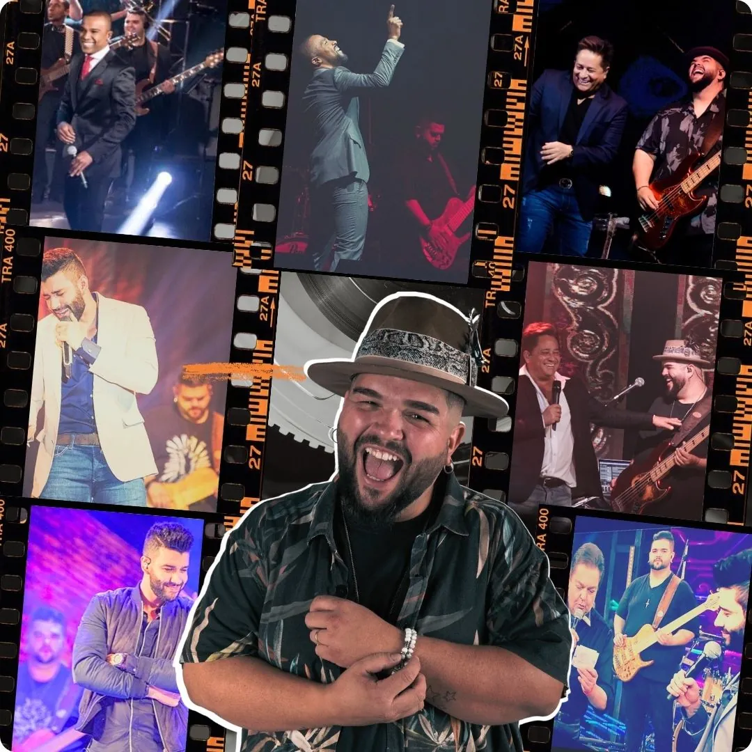 Fininho no palco — baixista, produtor musical e mentor de músicos